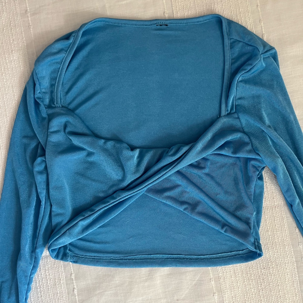 Blue long sleeve going out top